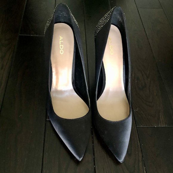 ALDO black satin shoes with stones - Picture 2 of 4